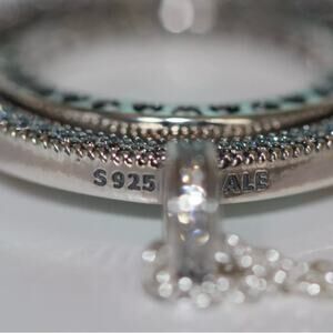 New Pandora Spinning Hearts 925 SS CZ Pendant 23.6 Reversible